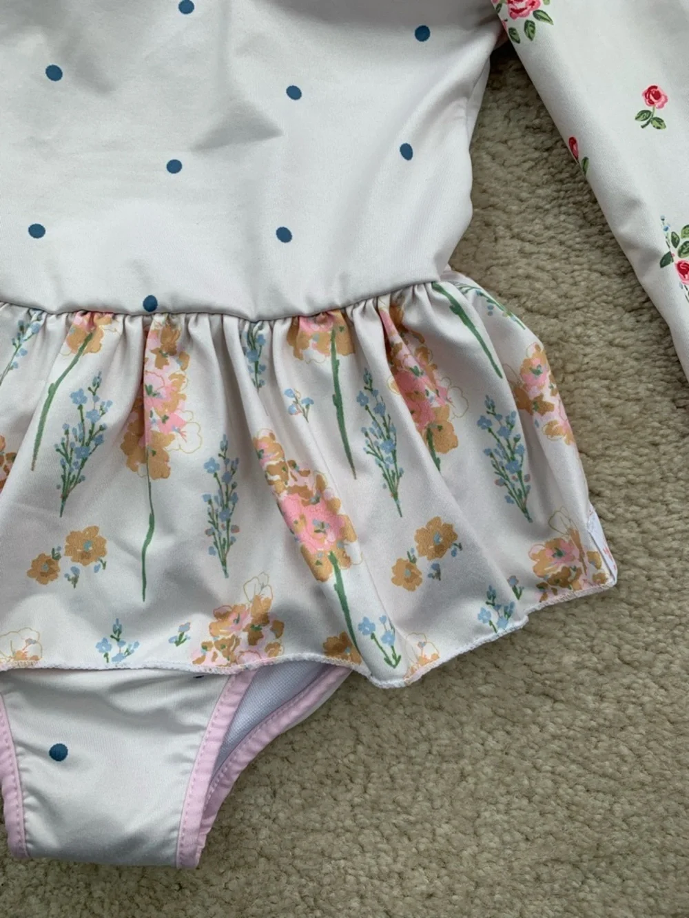 SweetHoney Size 2T White Floral Ruffle One Piece Skirted Leotard